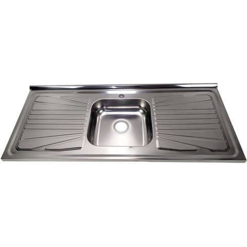 Pia Inox Fabrinox PS1200 120x52cm, cuba central e furo para torneira