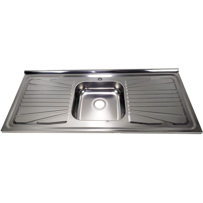 Pia Inox Fabrinox PS1200 120x52cm, cuba central e furo para torneira