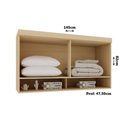 Ver imagem 3 de Armário Aéreo Maleiro Mônaco 145cm 2 Portas MDF-MDP Basculante Off White e Carvalho Luciane Mó