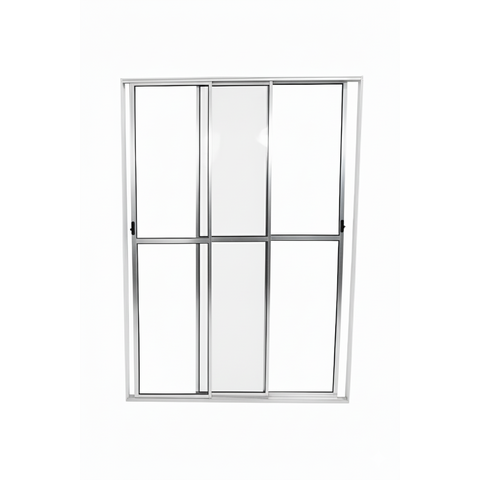 Porta Sacada 3 Folhas de Vidro Aluminio Brilhante c/ Trinco 2,10x1,80