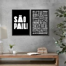 Kit 2 Quadros Gírias de São Paulo 45x34cm:moldura Branca - 1