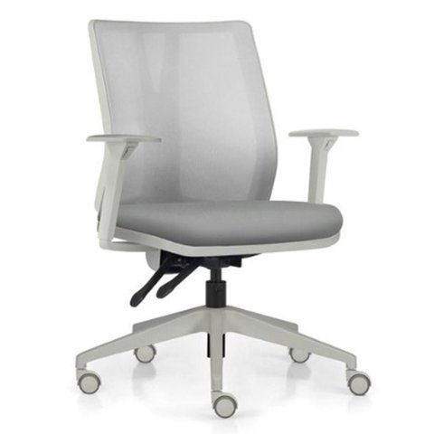 Cadeira de Escritório Giratória Diretor Flow F02 Base Cinza Sintético Cinza - Lyam Decor