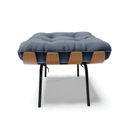 Kit 02 Puffs Costela Suede Base Metálica Preto - D'rossi - Azul Marinho - 3