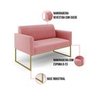 Ver imagem 2 de Sofá Namoradeira Base Industrial Dourado Marisa Suede D03 - D’Rossi