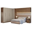 Ver imagem 2 de Quarto Completo Casal de Canto 610 cm com Mesa de Cabeceira Rustic/Crema Neo Madesa