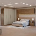 Ver imagem 1 de Quarto Completo Casal de Canto 610 cm com Mesa de Cabeceira Rustic/Crema Neo Madesa