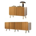 Ver imagem 1 de Conjunto Buffets Sala de Estar Benvenuto/saluti Pés em Aço Mdp/mdf Off White/cinamomo G26 - Hb Móvei