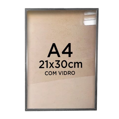 Moldura Alumínio A4 21x30cm Diploma Certificado Foto com Vidro Tacolado 10 Unidades Moldura Alumínio