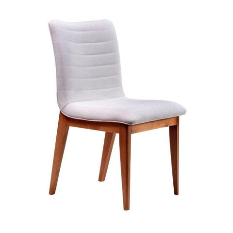 Cadeira de Jantar Estofada com Pés Madeira Multimóveis Cr50091 Off White