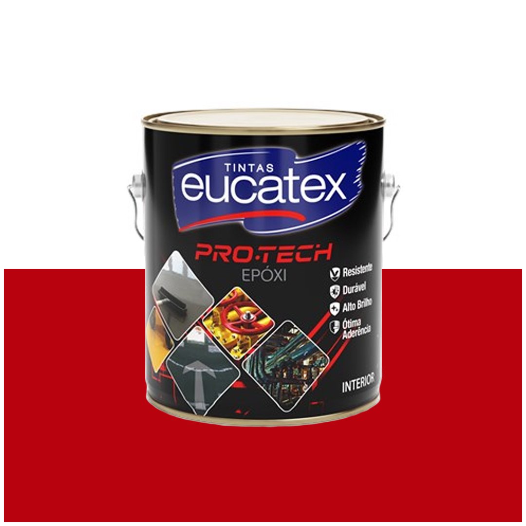 Tinta Epóxi Pro Tech 2,7 Litros Vermelho Segurança Alto Brilho Kit com Catalisador Eucatex Pro-Tech  - 1