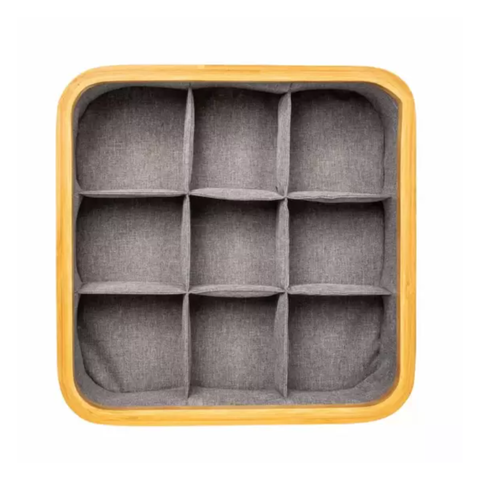 Cesto Organizador de Bambu e Tecido