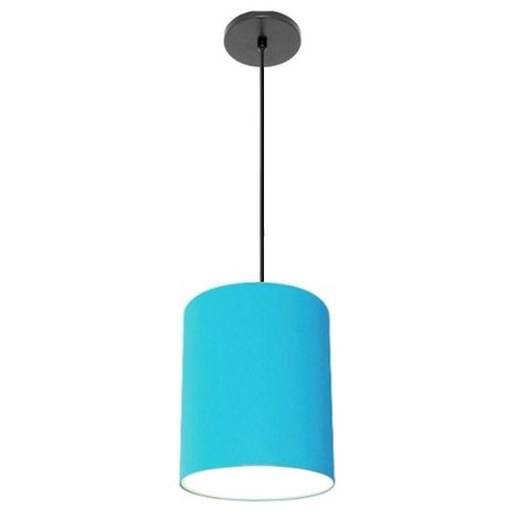 Lustre Luminária Pendente Vivare Free Lux Pe-4103pr Cúpula em Tecido 15x20cm Azul-turquesa Canopla