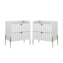 Ver imagem 1 de Kit 2 Mesas de Cabeceira Venus 60cm com Base Champagne:branco