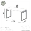 Ver imagem 3 de Escrivaninha Mesa de Escritório 100% MDF 135cm Industrial Freijó/Off White