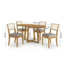 Ver imagem 3 de Conjunto Mesa de Jantar Elma e 4 Cadeiras com Telinha Lola em Madeira Maciça e Linho Cinza