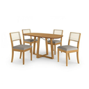 Ver imagem 2 de Conjunto Mesa de Jantar Elma e 4 Cadeiras com Telinha Lola em Madeira Maciça e Linho Cinza