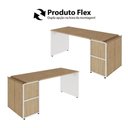 Ver imagem 7 de Mesa Escrivaninha 1,70m Pé Painel C/ 2 Armários Aéreos F5 Cor:macadâmia com Branco