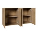 Ver imagem 5 de Mesa Escrivaninha 1,70m Pé Painel C/ 2 Armários Aéreos F5 Cor:macadâmia com Branco