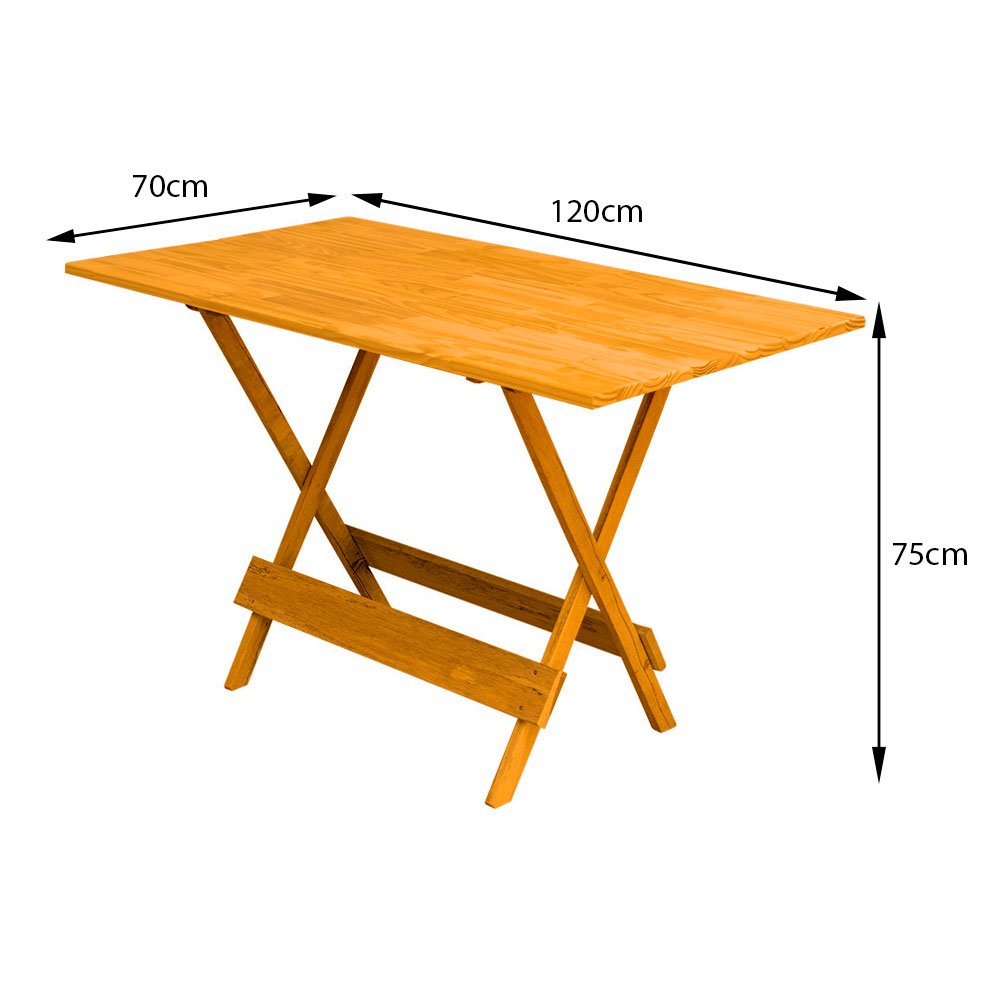 Kit 6 Jogos de Mesa com 4 Cadeiras de Madeira Dobrável 120x70 Ideal para Bar e Restaurante - Mel - 4