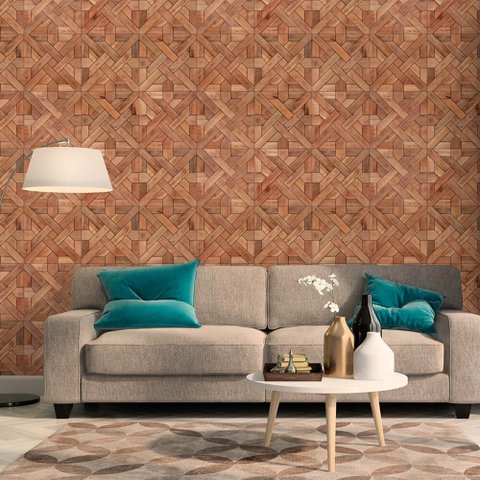 Papel de Parede Madeira Entrelaçada Arte Destaque 3 Metros