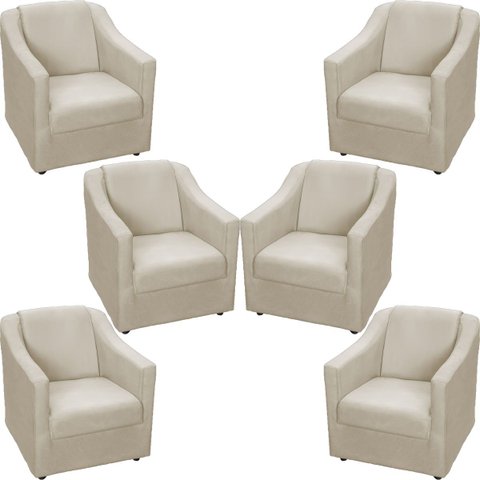 Kit 6 Poltronas Decorativas para Sala Recepção Consultório Manicure Cadeira Mila Suede