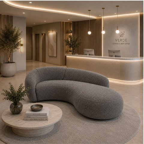 Sofá Zah 210 cm 3 Lugares Luxo Orgânico Curvo Bouclé Premium:Bouclé Cinza Escuro