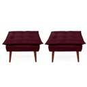 Ver imagem 2 de 2 Poltronas Opala com 2 Puff Bordo Decorativa Confortável para Sala Quarto Recepção Suede Luxo