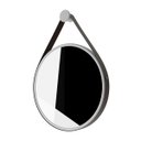 Ver imagem 4 de Espelho 60 Cm Redondo para Quarto Sala Lavabo Hall de Entrada Aro Branco Couro Marrom com Alça