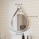 Ver imagem 2 de Espelho 60 Cm Redondo para Quarto Sala Lavabo Hall de Entrada Aro Branco Couro Marrom com Alça