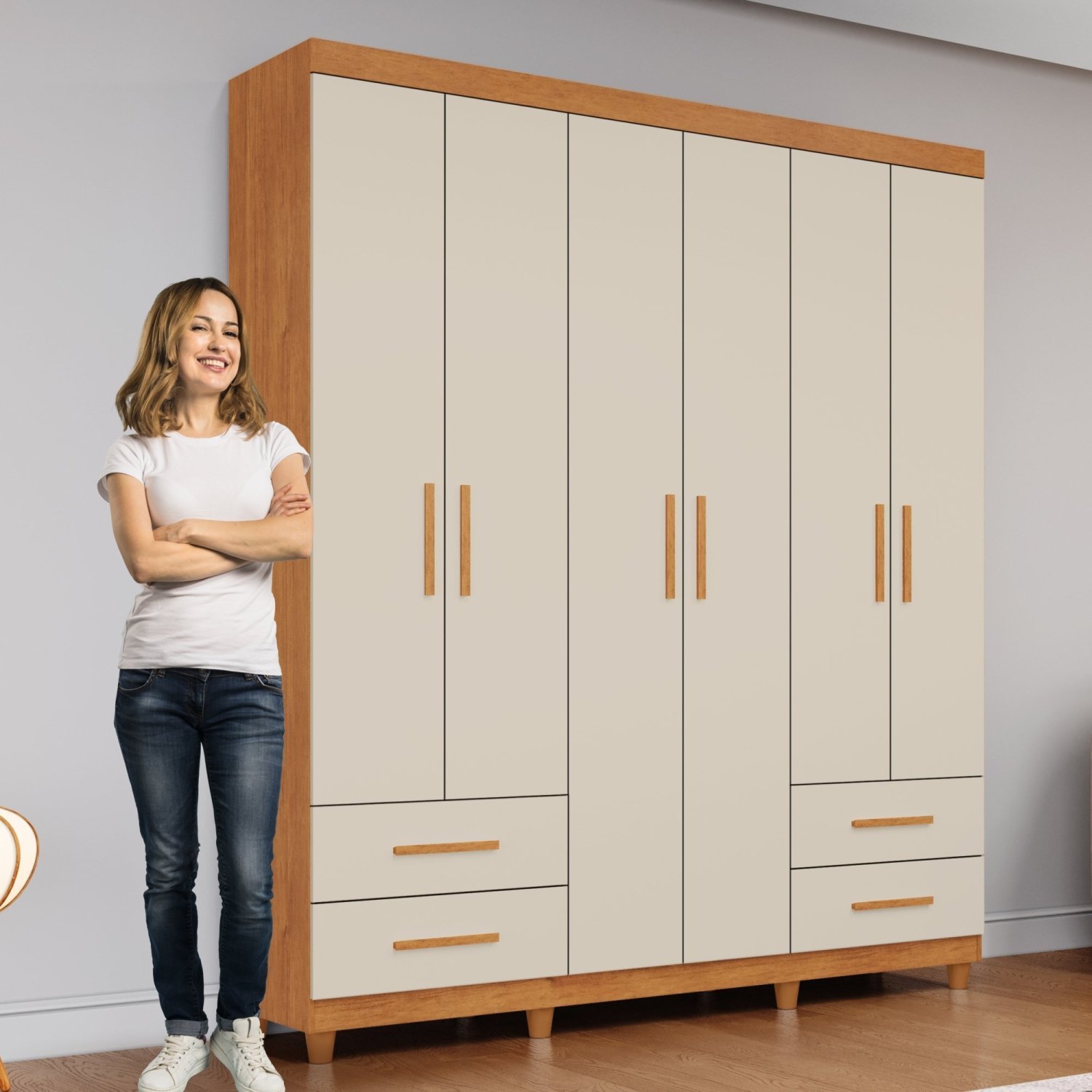Guarda-roupa Casal 6 Portas 4 Gavetas Canadá Plus | MadeiraMadeira