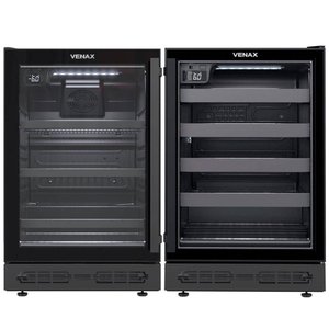 Conjunto Venax Cervejeira e Adega de Embutir Top Light In 100 L Preto Fosco Porta Invertida 110v