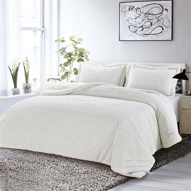 Edredom Solteiro Cotelê Athenas Marfim Branco - 1