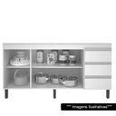 Ver imagem 4 de Balcão Gabinete 159cm Sem Tampo 3 Portas Karen P14 Nature/Off White - Mpozenato