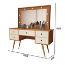 Ver imagem 3 de Penteadeira Camarim com Leds e Espelho Feminina Anaísa MDF:‎ Nature/Off White