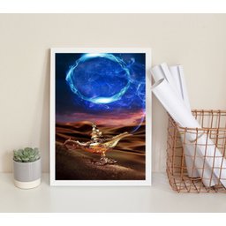 Quadro Decorativo Lâmpada Mágica- Arquétipo 24x18cm - com Vidro:madeira Branca - 2