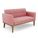 Ver imagem 1 de Poltrona Namoradeira Decorativa Karen Pés Fixo em Madeira Castanho Suede Rose G19 - Gran Belo