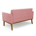 Ver imagem 7 de Poltrona Namoradeira Decorativa Karen Pés Fixo em Madeira Castanho Suede Rose G19 - Gran Belo