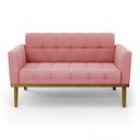 Ver imagem 6 de Poltrona Namoradeira Decorativa Karen Pés Fixo em Madeira Castanho Suede Rose G19 - Gran Belo