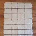 Ver imagem 1 de Tapete Passadeira Algodão Cru Grid Caramelo Peludo 50 X 150