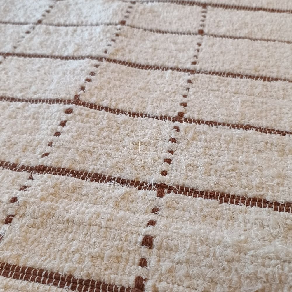 Tapete Passadeira Algodão Cru Grid Caramelo Peludo 50 X 150 - 2