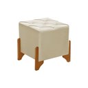 Ver imagem 3 de Kit 2 Puff Monet em Veludo Bege Base em Madeira Maciça