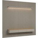 Ver imagem 2 de Painel Ripado para TV 85 pol com Bancada Orgânica e Prateleira LED 297cm Slats L05 Tauari Gris Fosco