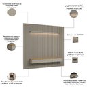 Ver imagem 5 de Painel Ripado para TV 85 pol com Bancada Orgânica e Prateleira LED 297cm Slats L05 Tauari Gris Fosco