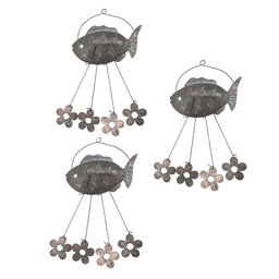 Sino Dos Ventos Peixe Flores Kit 3 Unidades Decoraçao Jardim Varanda Relaxante Enfeite Quintal - 1