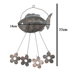 Sino Dos Ventos Peixe Flores Kit 3 Unidades Decoraçao Jardim Varanda Relaxante Enfeite Quintal - 2