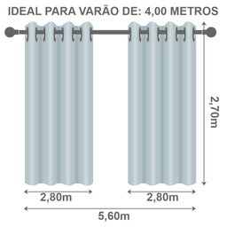 Cortina Voil Gaze Linho 5,60m X 2,70m Porta Luxo Sala Quartar Moderno Modelo Grande Cinza - 6