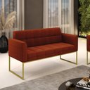 Ver imagem 2 de Sofá Namoradeira 2 Lugares Industrial Dourado Elisa Bouclê Terra D03 - D'Rossi