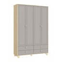 Ver imagem 2 de Cômoda com Porta e Guarda Roupa Infantil 4 Portas Rope Natural Cinza - Matic