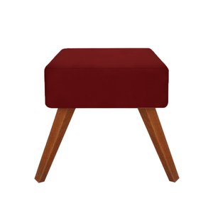Puff Banqueta Quadrado Livia Suede Vinho - Majú Decor