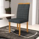 Ver imagem 3 de Kit com 4 Cadeiras Sara Madeira Maciça Estofadas para Mesa de Jantar Linho Chumbo 406